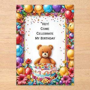Colourful Birthday Celebration Frame Acrylic Invitations