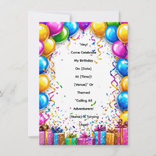 Colourful Birthday Celebration Frame Invitation