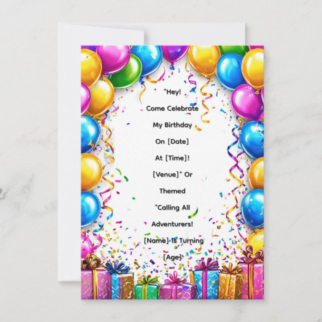Colourful Birthday Celebration Frame Invitation (Front)