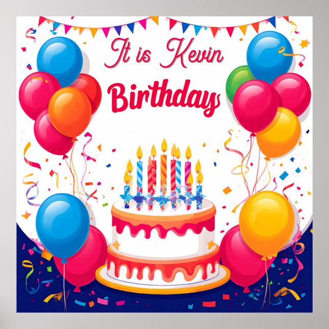 Colourful Birthday Celebration with Balloons Poster (Front)