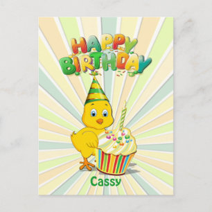 Colourful Birthday Chicken Cartoon Postcard