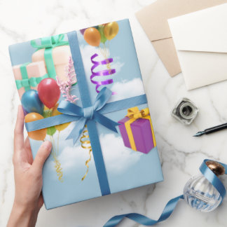 Colourful Birthday Gifts & Balloons Pattern | Fun Wrapping Paper