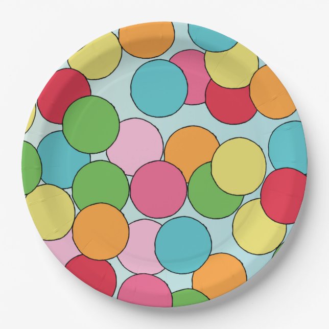 Colourful Birthday Gumball Theme Party GumballPart Paper Plate (Front)