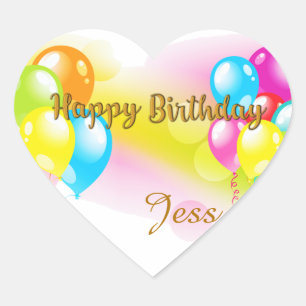 Colourful Birthday Heart Sticker