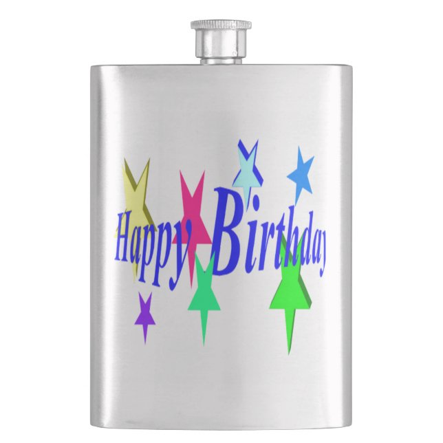 Colourful Birthday Hip Flask (Front)
