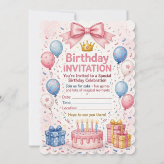 Colourful Birthday Invitation Card – Magical Party