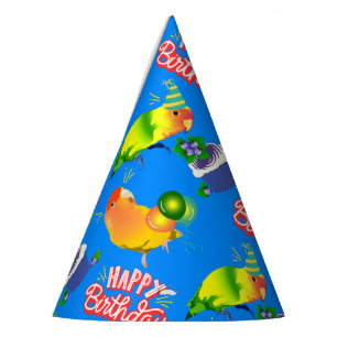 Colourful Birthday Lovebird Parrot Bird Theme Part Party Hat