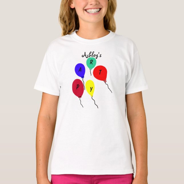 Colourful Birthday Party Balloons T-Shirt CUSTOMIZ (Front)