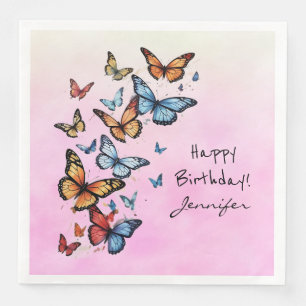 Colourful Birthday Party Butterfly Paper Napkin