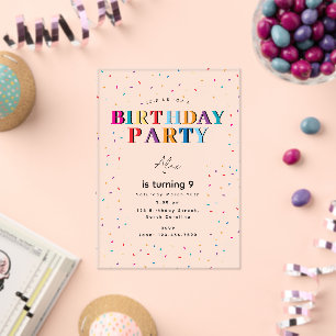 Colourful Birthday Party Confetti Birthday Acrylic Invitations