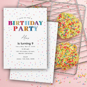 Colourful Birthday Party Confetti Birthday Invitation