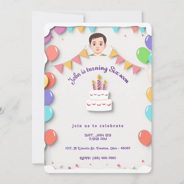 Colourful Birthday Party Invitation Design (Front)