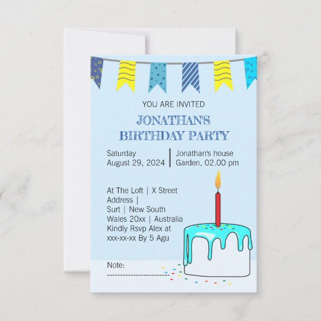 Colourful Birthday Party Invitation for Kids (Front)