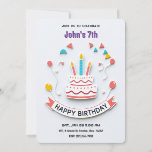 Colourful Birthday Party Invitation with Banner