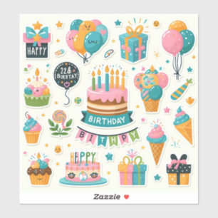 Colourful Birthday Party Stickers"