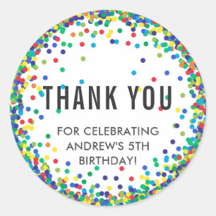 Colourful Birthday Party Thank You Stickers