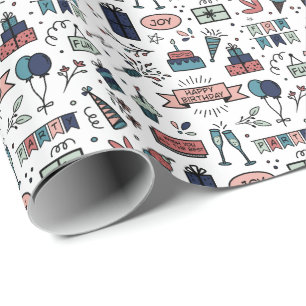 Colourful Birthday Pattern Wrapping Paper