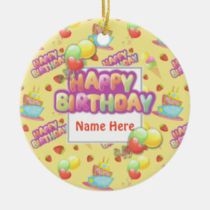 Colourful Birthday Sweets Ceramic Tree Decoration