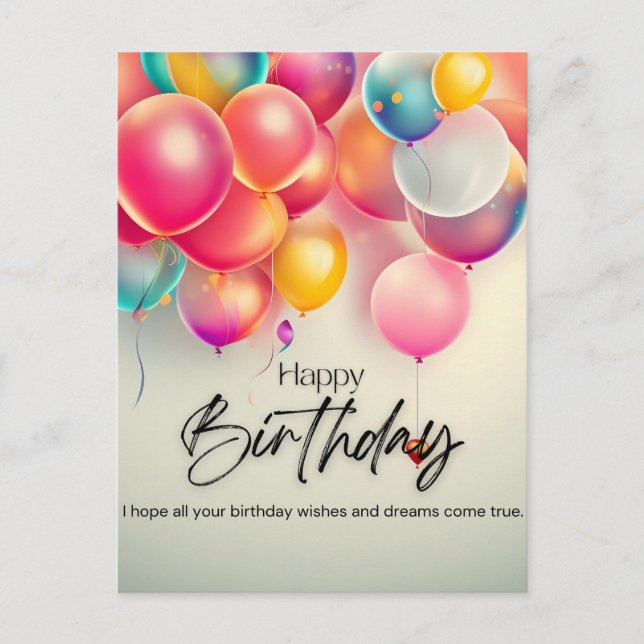 Colourful Birthday Wishes Postcard (Front)