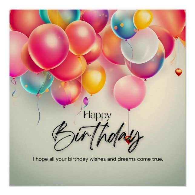 Colourful Birthday Wishes Poster (Front)