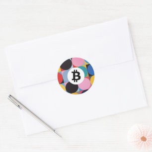 Colourful Bitcoin Classic Round Sticker