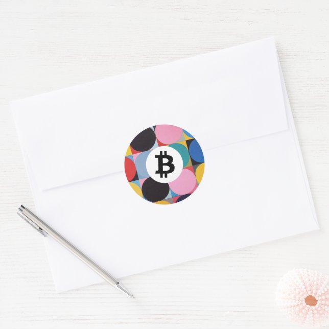 Colourful Bitcoin Classic Round Sticker (Envelope)