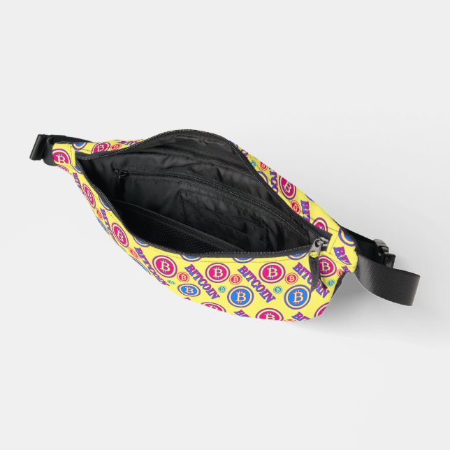 Colourful Bitcoin Pattern Bum Bags (Open)