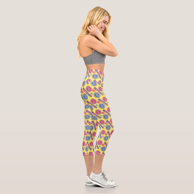 Colourful Bitcoin Pattern Capri Leggings (Right)