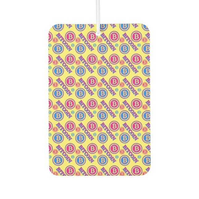 Colourful Bitcoin Pattern Car Air Freshener (Front)