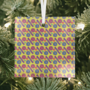 Colourful Bitcoin Pattern Glass Tree Decoration