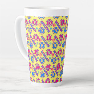 Colourful Bitcoin Pattern Latte Mug