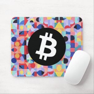 Colourful Bitcoin Pattern Mouse Mat