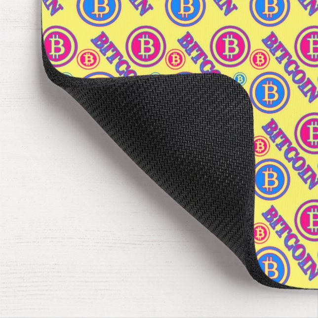 Colourful Bitcoin Pattern Mouse Mat (Corner)