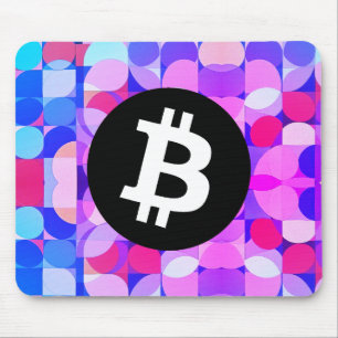 Colourful Bitcoin Pattern Mouse Mat