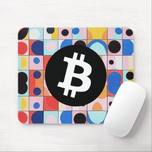Colourful Bitcoin Pattern Mouse Mat