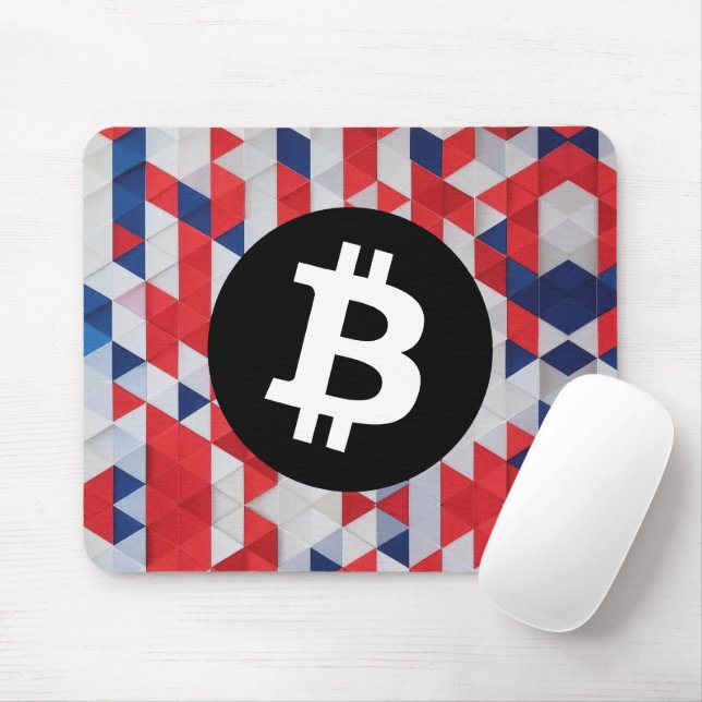 Colourful Bitcoin Pattern Mouse Mat (With Mouse)