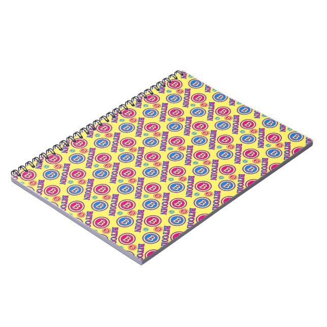 Colourful Bitcoin Pattern Notebook (Left Side)