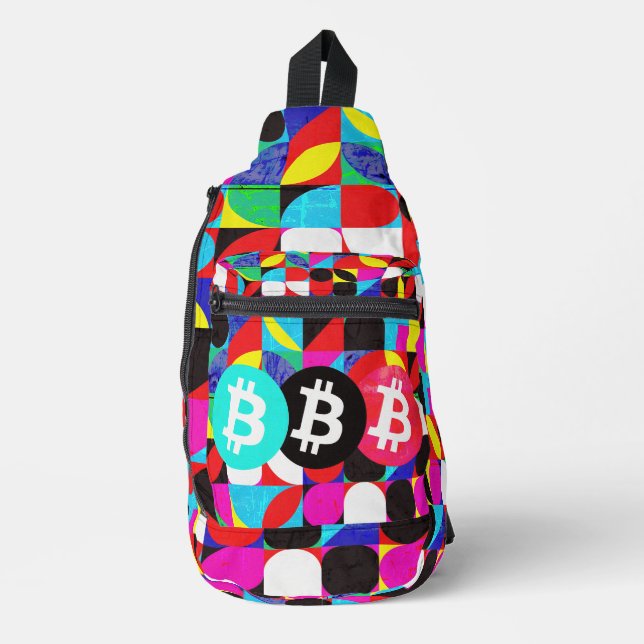 Colourful Bitcoin (Vibrant HD) Sling Bag (Front)