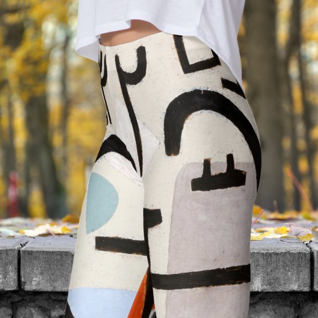 Colourful Black and White Abstract Print Leggings (Abstract )