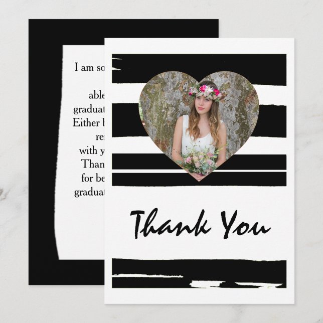 Colourful Black and White Watercolor Photo Graduat Invitation (Front/Back)