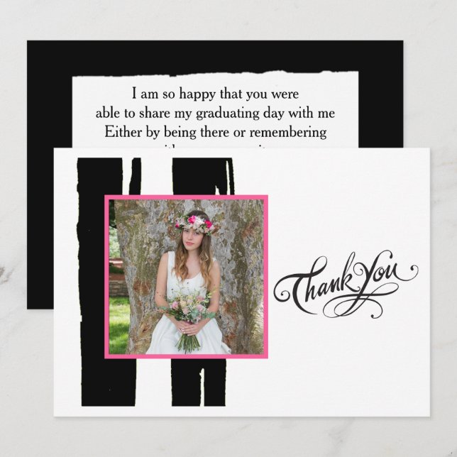 Colourful Black and White Watercolor Photo Invitation (Front/Back)