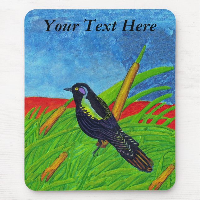 Colourful Black Bird Mousepad (Front)