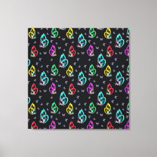 Colourful Black Butterfly Pattern Design Canvas Print