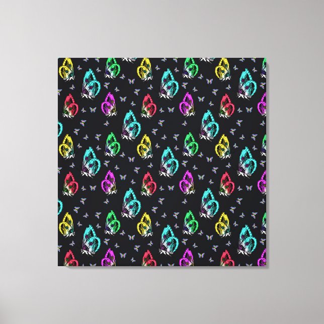 Colourful Black Butterfly Pattern Design Canvas Print (Front)