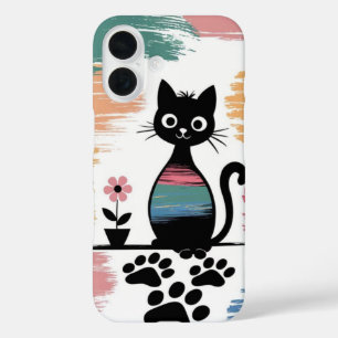 Colourful Black Cat iPhone Case – Cute Gift