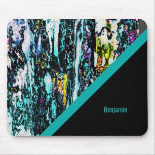 colourful + black chic cool marble mouse mat