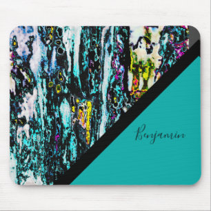 colourful + black chic cool marble mouse mat