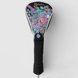 Colourful Black Floral Ladies Golf Head Cover