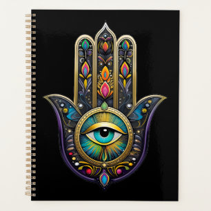 Colourful Black Gold Hamsa w/ Turquoise Third Eye Planner