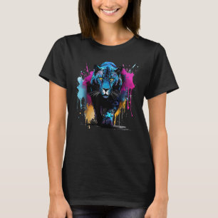 Colourful Black Jaguar Wildlife Big Cat Lover Spla T-Shirt